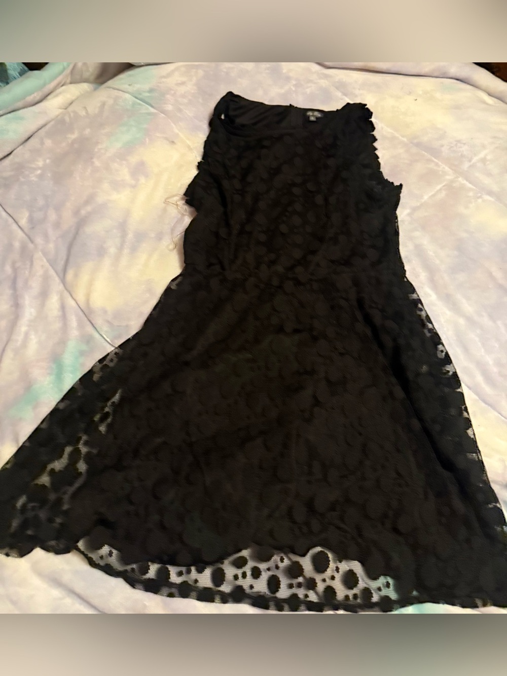 Lily Rose Black Sleeveless Lace Skater Mini Dress